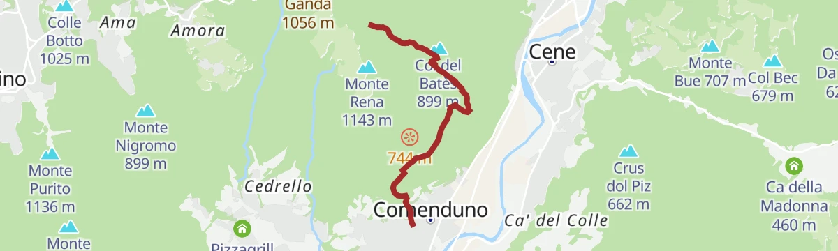 Route map: Sentiero da Comenduno a Ganda